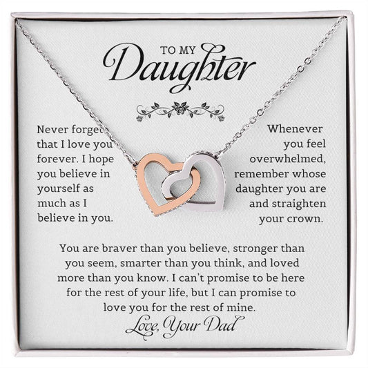 To My Daughter | Never Forget That I Love You - Interlocking Hearts necklace